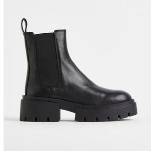H&M leather lug sole Chelsea chunky ankle boots